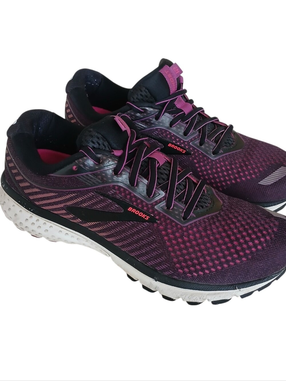 BROOKS Ghost 12 Running Shoes Women's 9.5 Purple Black Cushioned Athletic Mesh